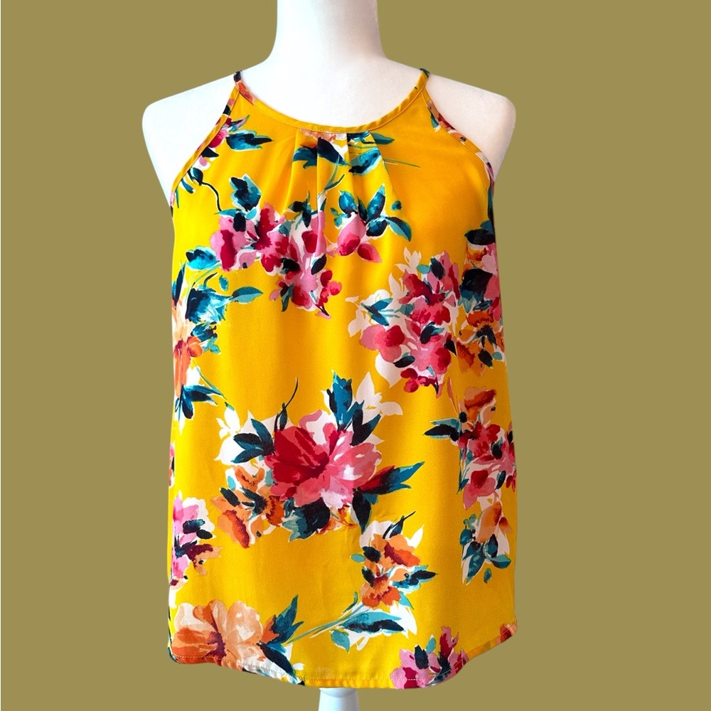 Floral Yellow Sleeveless Top